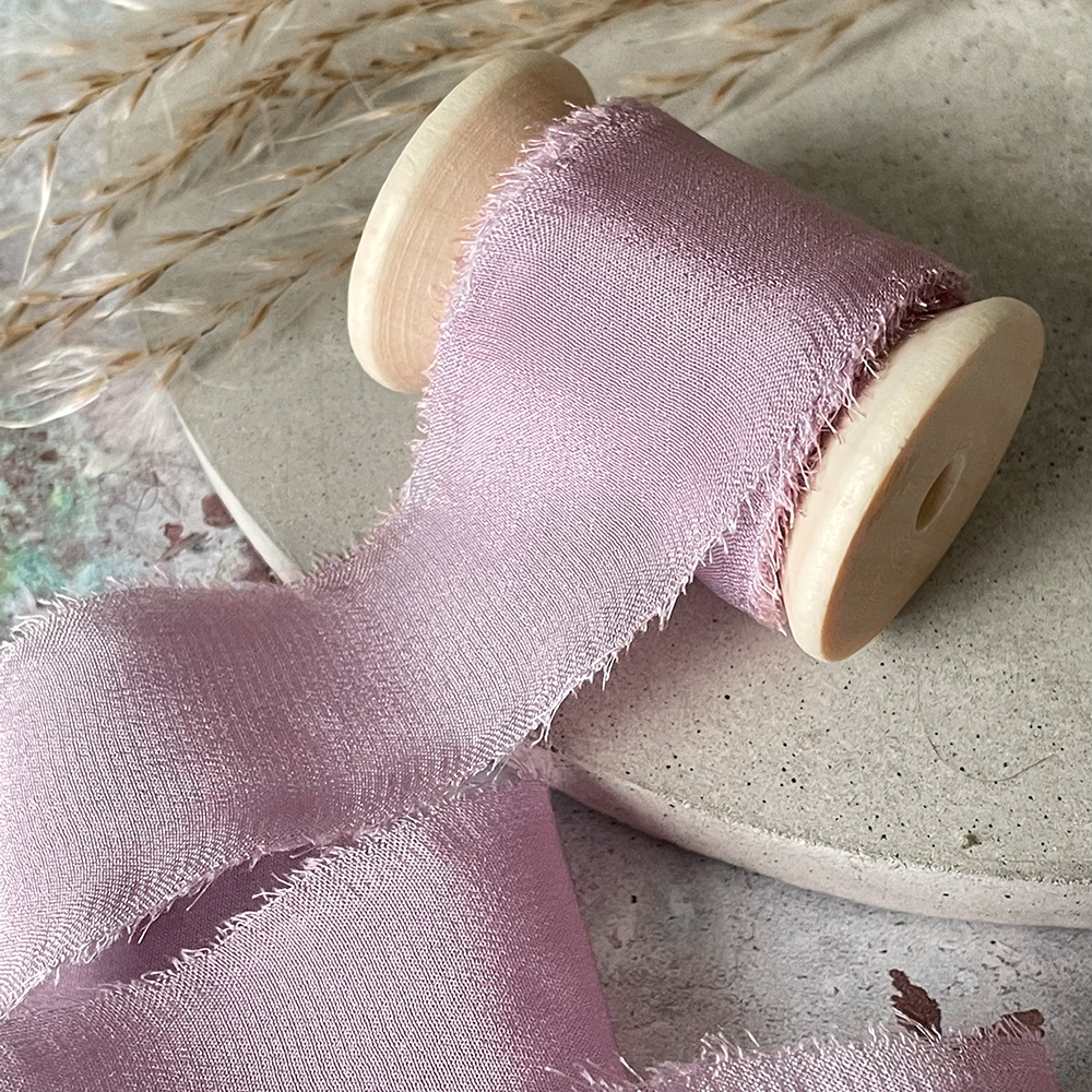25mm Silk Ribbon in Lilac - Winterberries