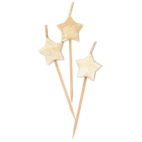 Gold Stars Birthday candles x 6