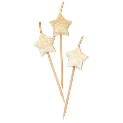 Gold Stars Birthday candles x 6