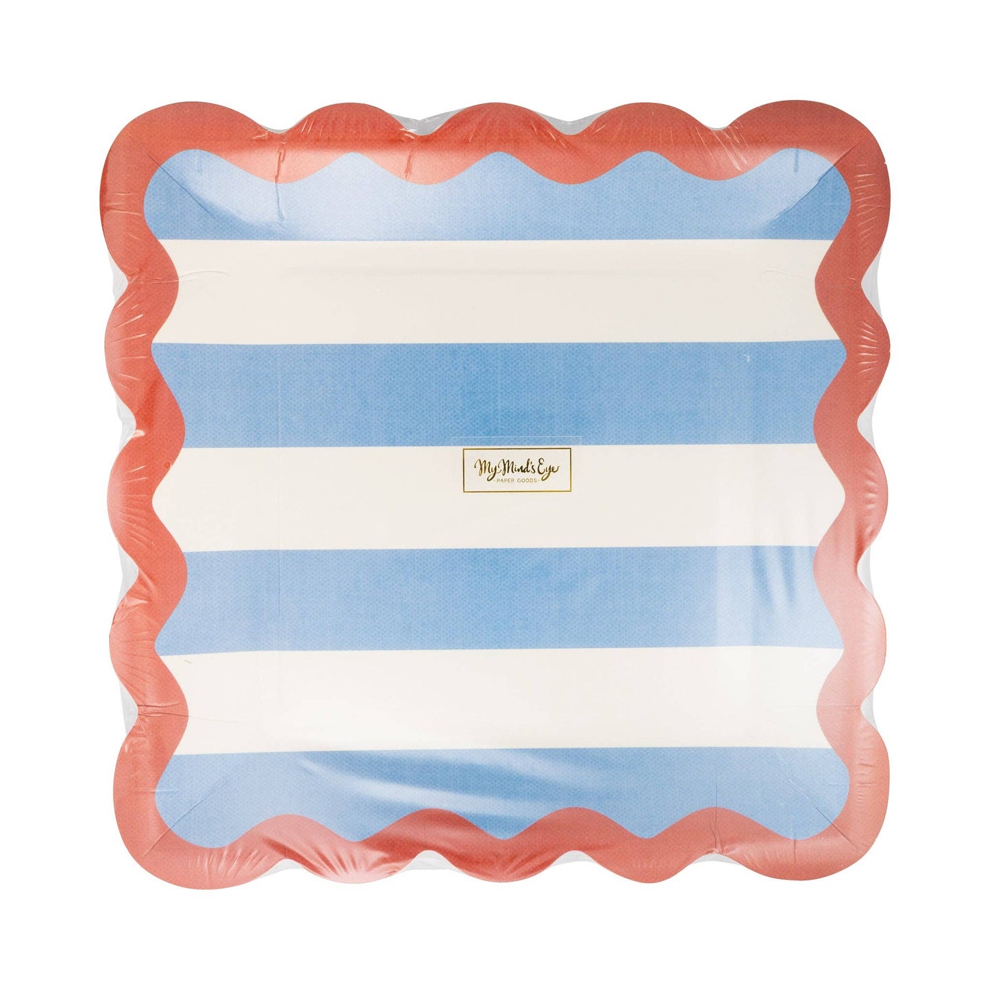 HAM1141 - Hamptons Stripes 9" Ric Rac Trim Paper Plate - Winterberries