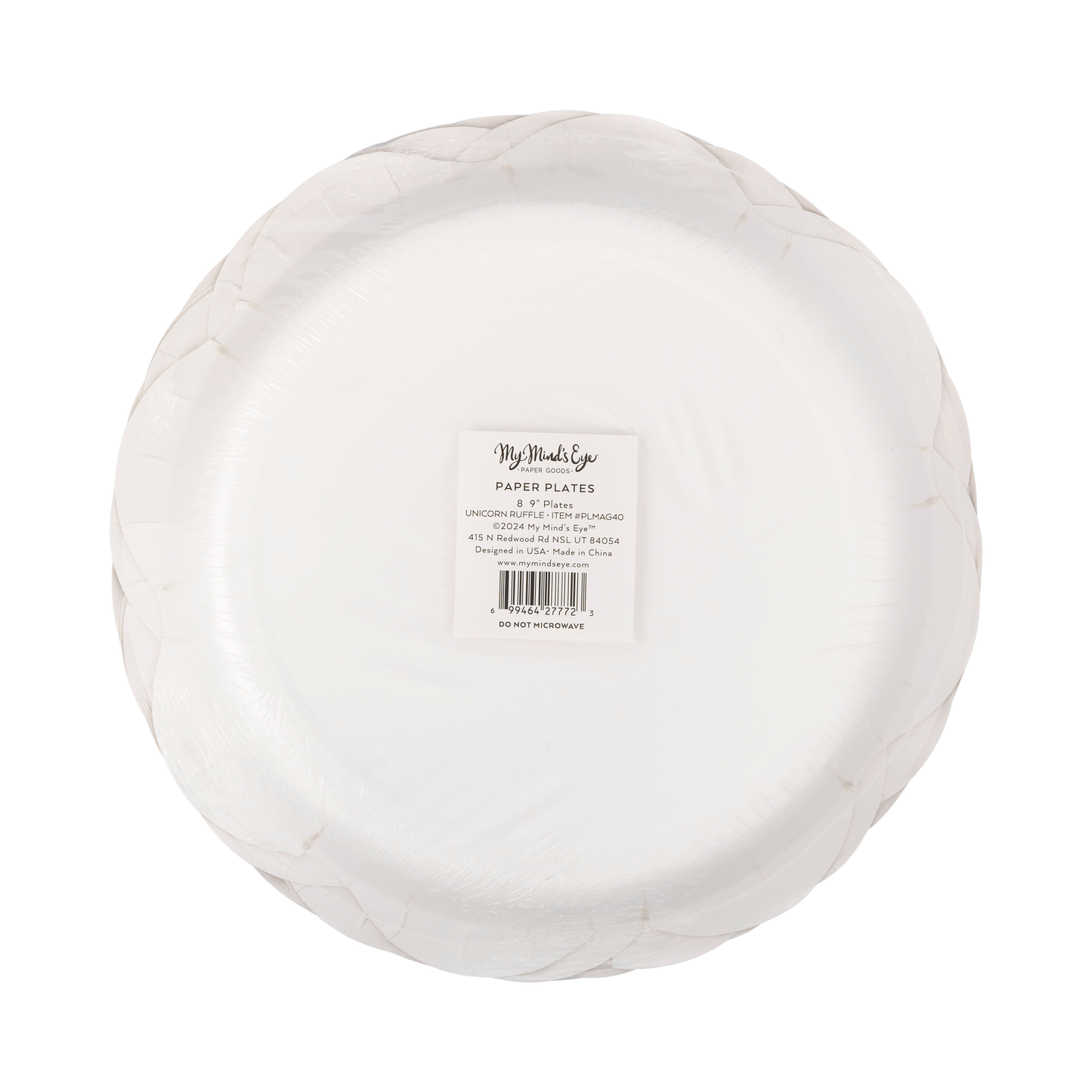 PLMAG40 - Pink Unicorn Ruffle Edge Plate - Winterberries