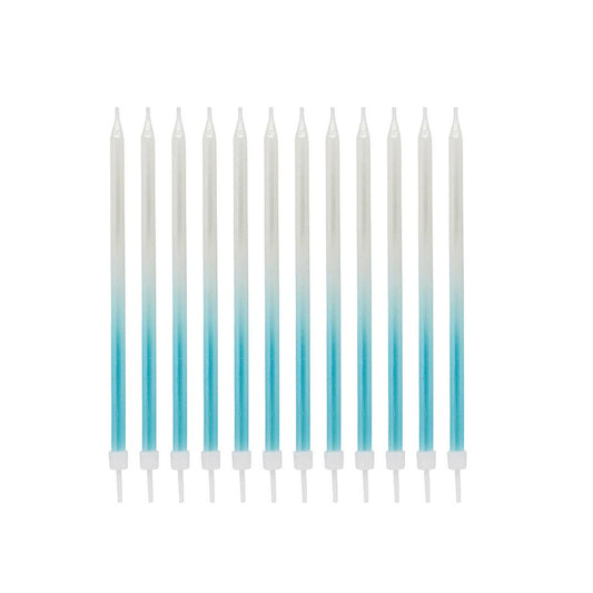 Blue Ombre Tall Skinny Wax Candles 12 Pack - Winterberries