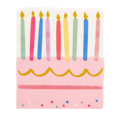 PLBDY32 - Foil Cake & Candles Cocktail Napkin - Winterberries