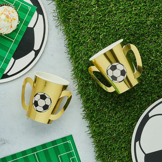 X8 GOLD FOOTBALL TROPHY PAPER CUPS