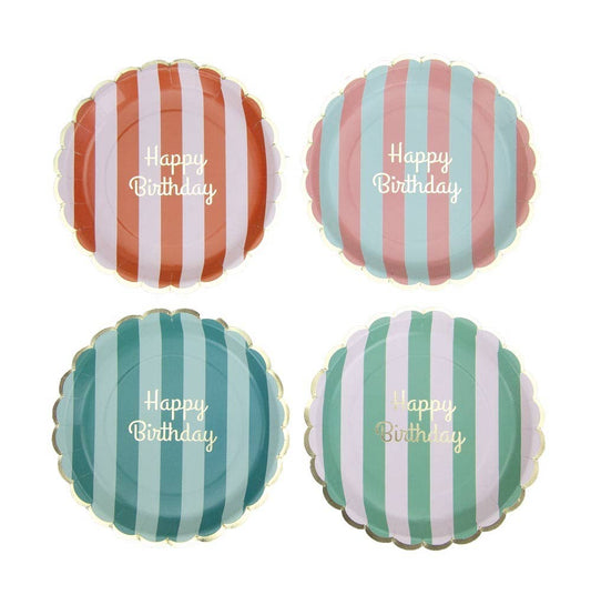 SCALLOPED PLATES 23CM HAPPY BIRTHDAY X 8 - Winterberries