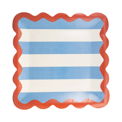 HAM1141 - Hamptons Stripes 9" Ric Rac Trim Paper Plate - Winterberries