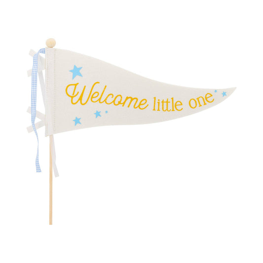 BAB1116 - Welcome Little One Blue Pennant - Winterberries