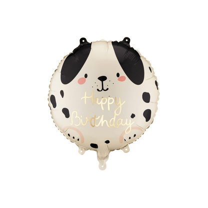 Partydeco Beige Dog Happy Birthday Foil Balloon