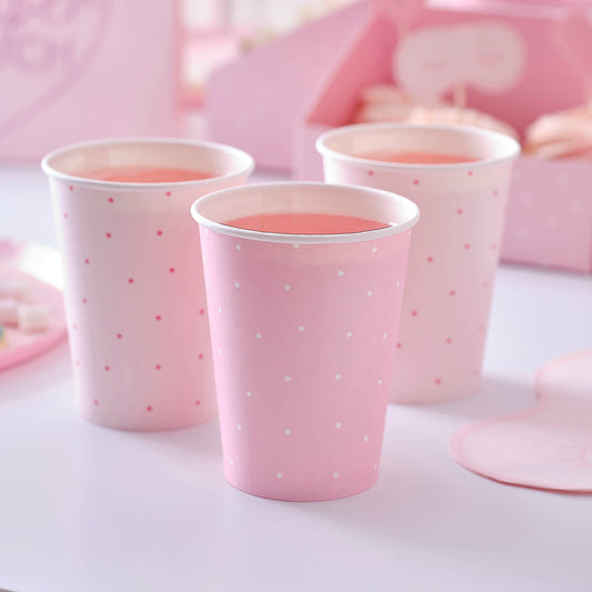 Pink Polka Dot Paper Cups - Winterberries