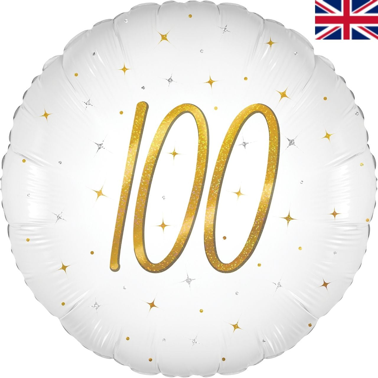 18" 100 WHITE ELEGANT SPARKLE FOIL BALLOON