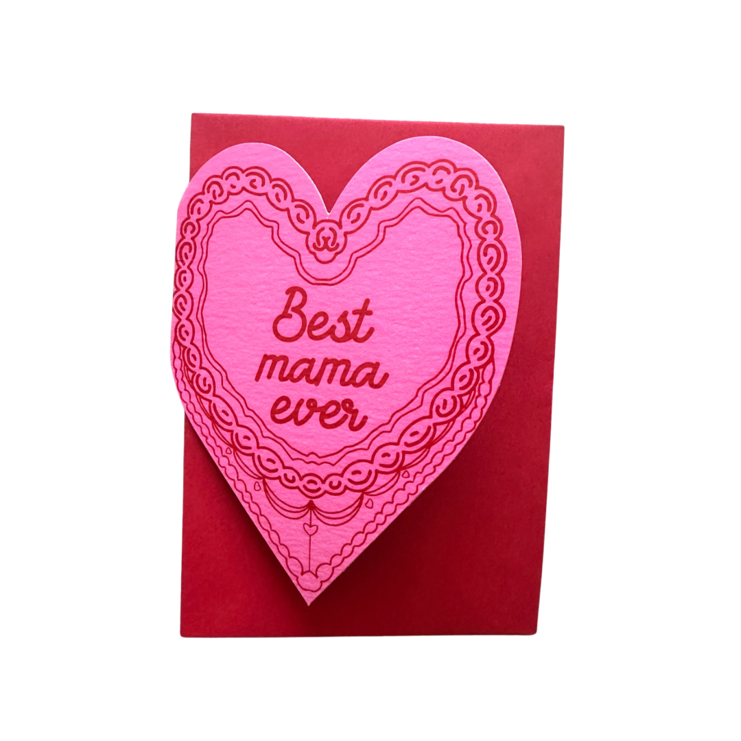 BEST MAMA EVER CAKE HEART CARD - Winterberries
