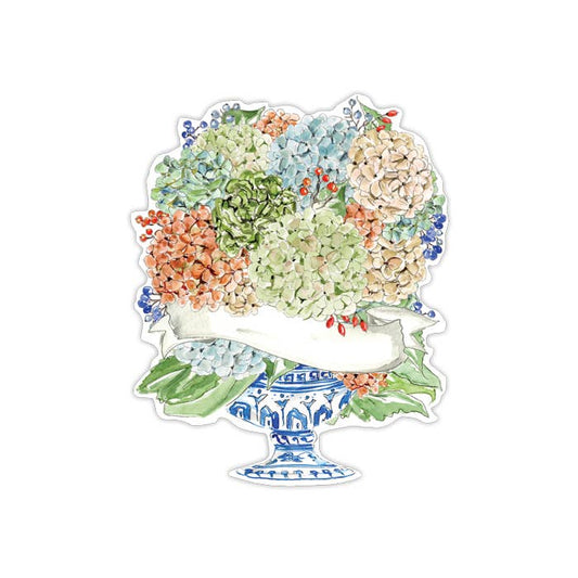 Hydrangeas in Chinoiserie Pot Die-Cut Accents - Winterberries