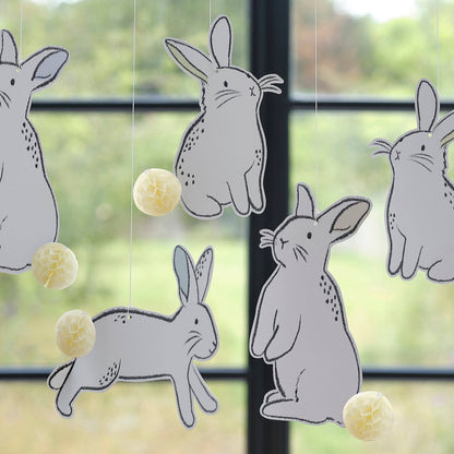Hanging Easter Bunny Decs with Honeycomb Tails- 5 Inner Pack - Winterberries