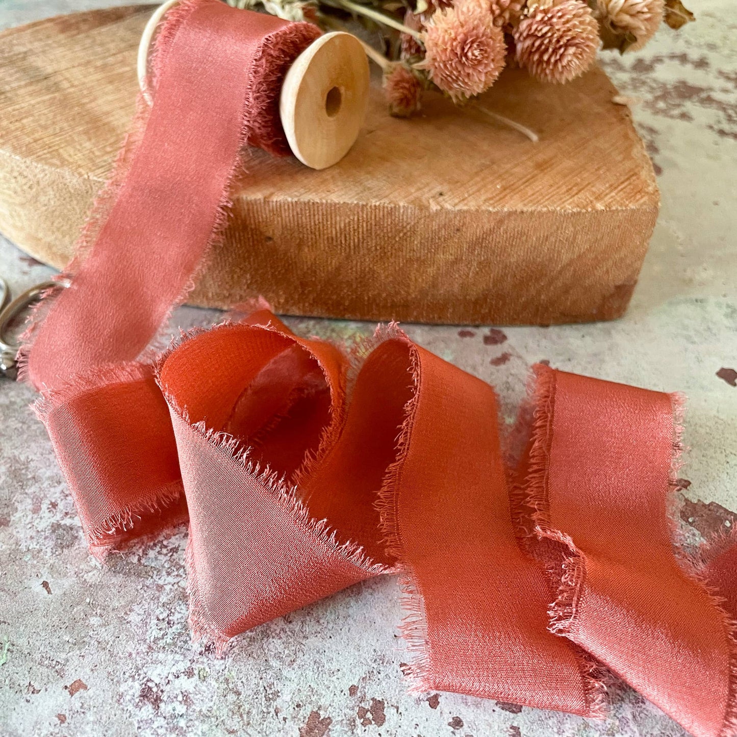 25mm Silk Ribbon in Rust - Winterberries