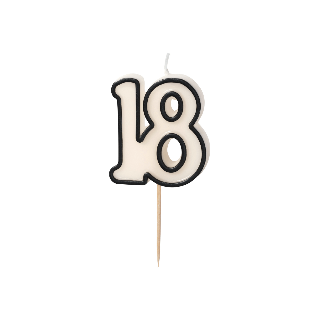 Partydeco Cream & Black Number 18 Candle