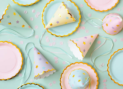 Partydeco Pastel and Star Luxury Party Hats x 6