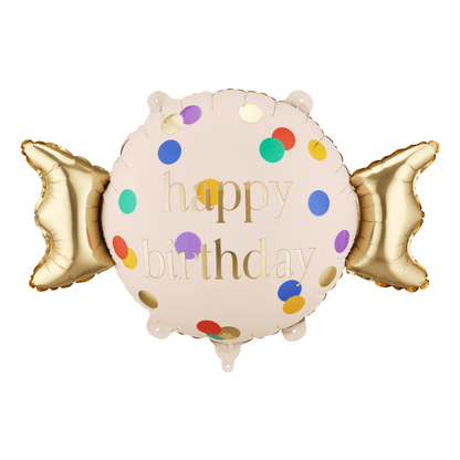 Partydeco Happy Birthday Polka Dot Candy Shape Foil Balloon