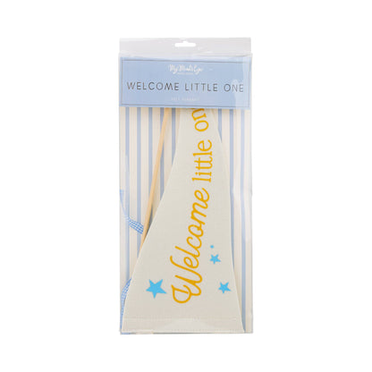 BAB1116 - Welcome Little One Blue Pennant - Winterberries