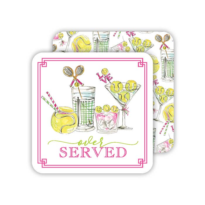 Tennis Cocktails Pink Over Served Coasters - Winterberries