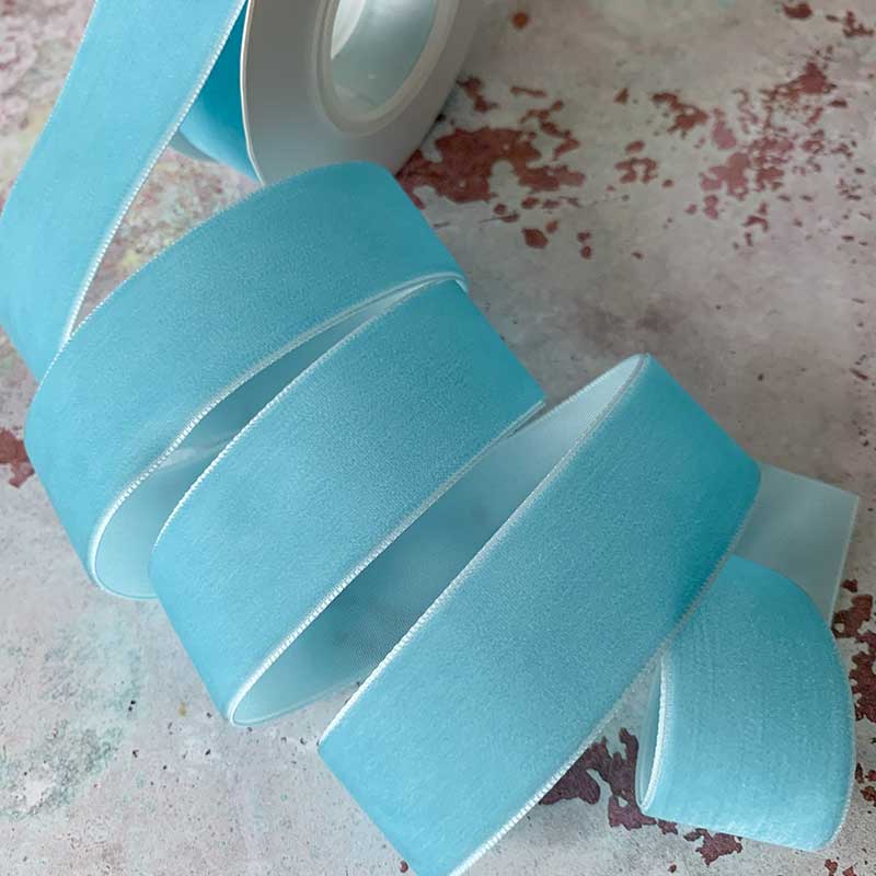Blue Velvet Ribbon 25mm  - 3 Meter Roll - Winterberries