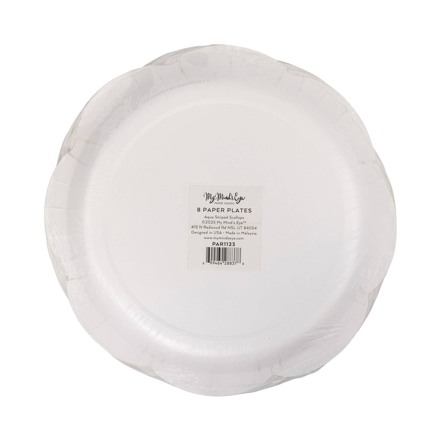 PAR1123 - Aqua Striped Scallops 9" Plate - Winterberries