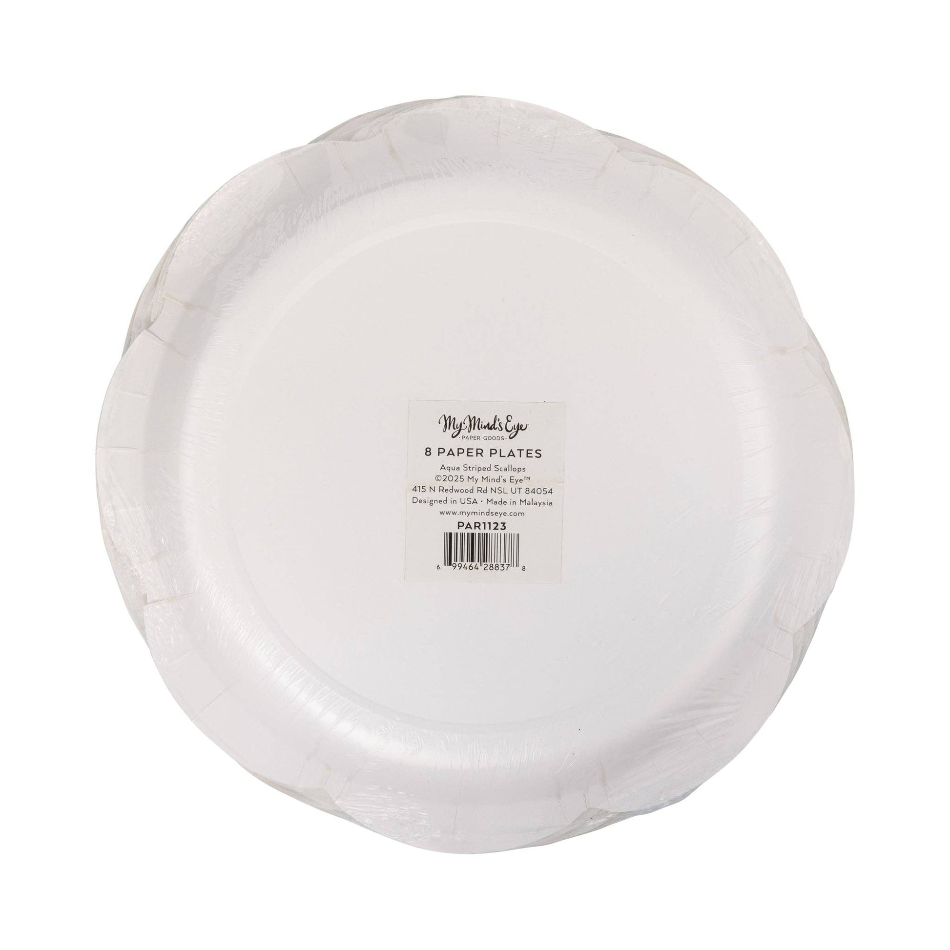 PAR1123 - Aqua Striped Scallops 9" Plate - Winterberries