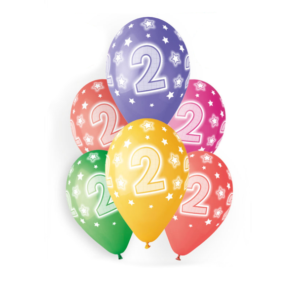 13" MULTICOLOUR AGE COSMIC STAR BALLOONS x6