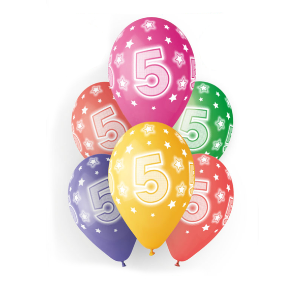 13" MULTICOLOUR AGE COSMIC STAR BALLOONS x6