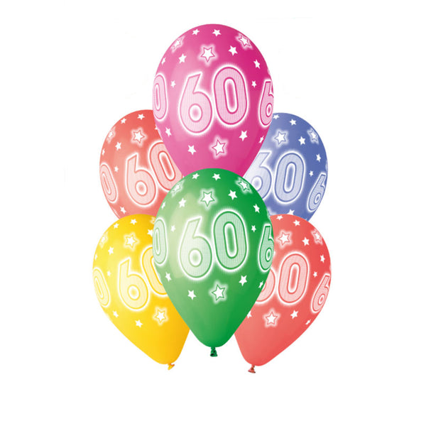 13" MULTICOLOUR AGE COSMIC STAR BALLOONS x6