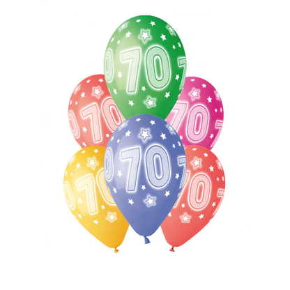 13" MULTICOLOUR AGE COSMIC STAR BALLOONS x6