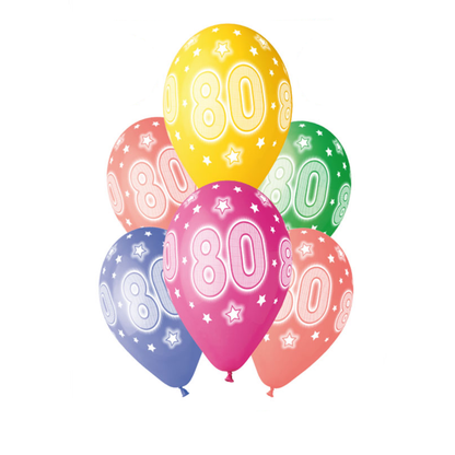 13" MULTICOLOUR AGE COSMIC STAR BALLOONS x6