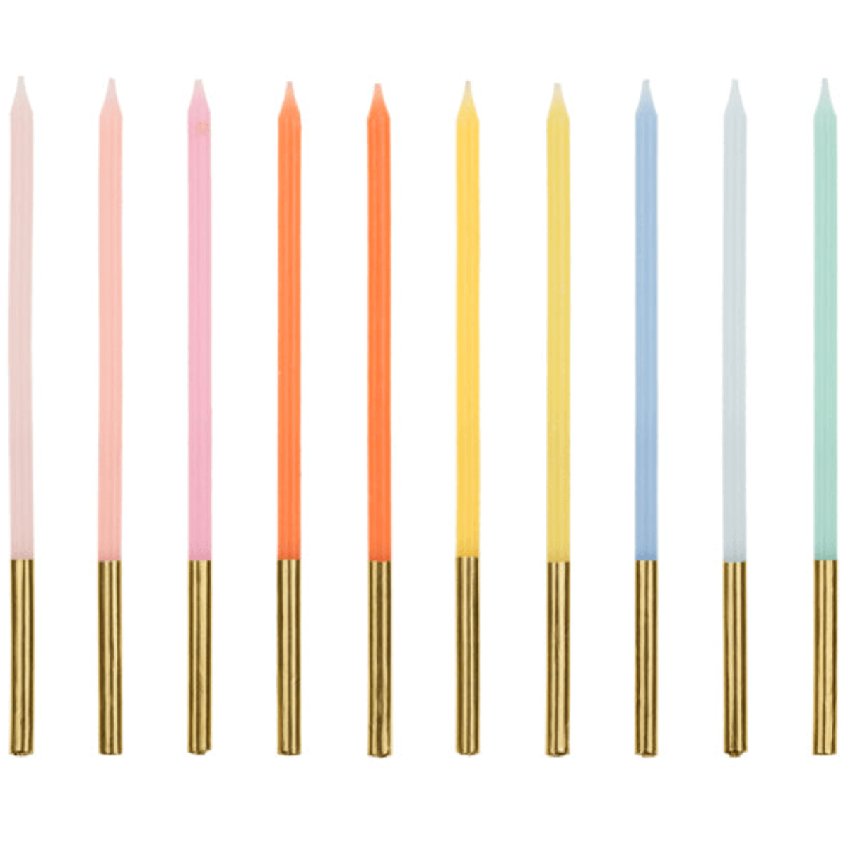 Partydeco Rainbow Gold Tip Cake Candles x 10