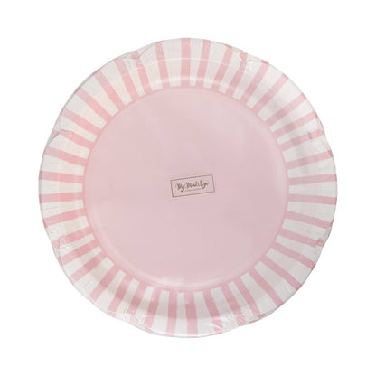 PAR1138 - Pink Striped 9" Scallops Plate - Winterberries