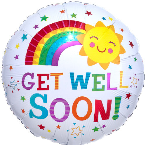 18" GET WELL SOON SUN AND RAINBOW BALLOON