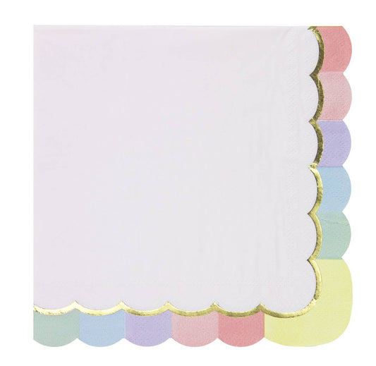 SCALLOPED NAPKINS 33X33CM PASTEL PINK X 16 - Winterberries