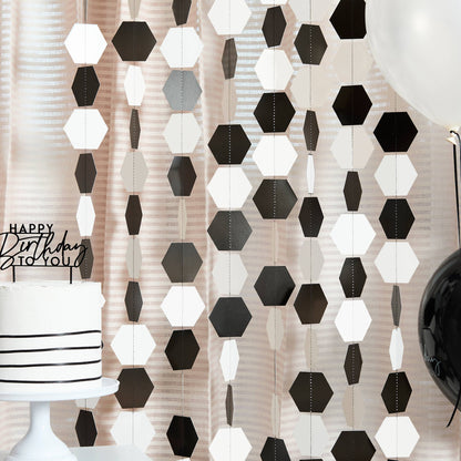 MONOCHROME HEXAGONS GARLAND BACKDROP