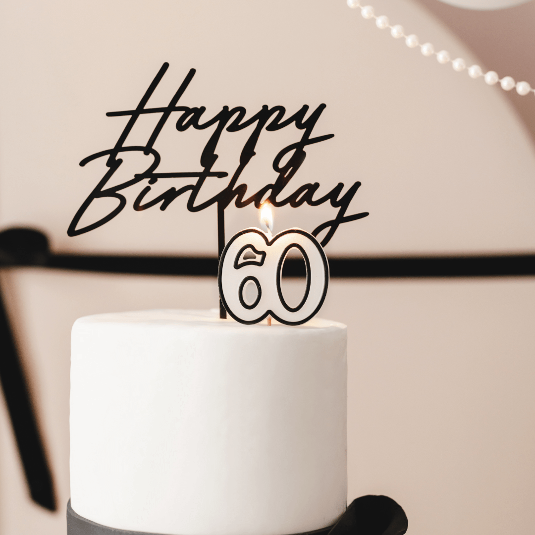 Partydeco Cream & Black Number 60 Candle