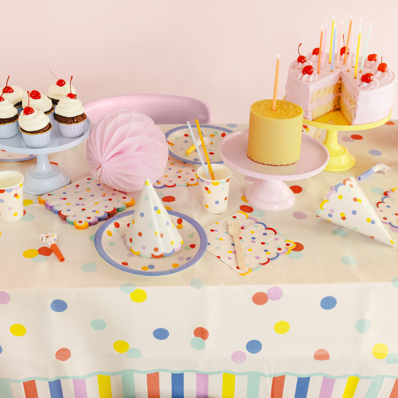 Partydeco Pastel Confetti Party Hats - Set of 6