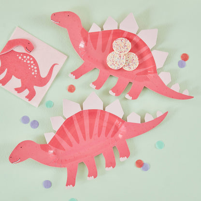 Paper Cake Plate - Dinosaur - Pink - Winterberries
