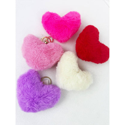 Pom Pom Heart Shape Plush Keychain - Winterberries