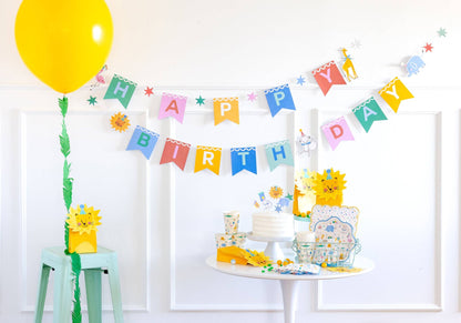 PLAML02 - Animal Party Happy Birthday Banner - Winterberries