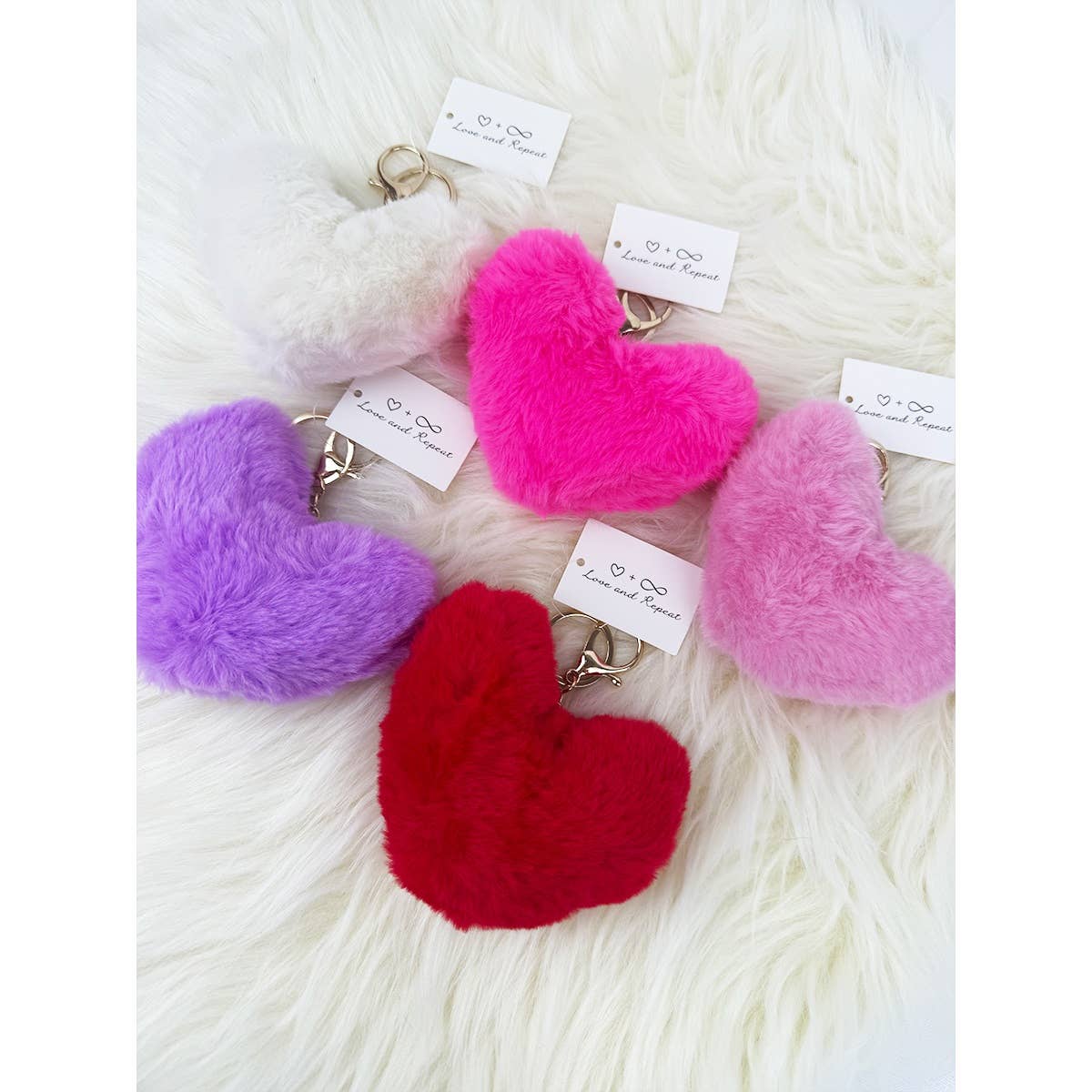 Pom Pom Heart Shape Plush Keychain - Winterberries