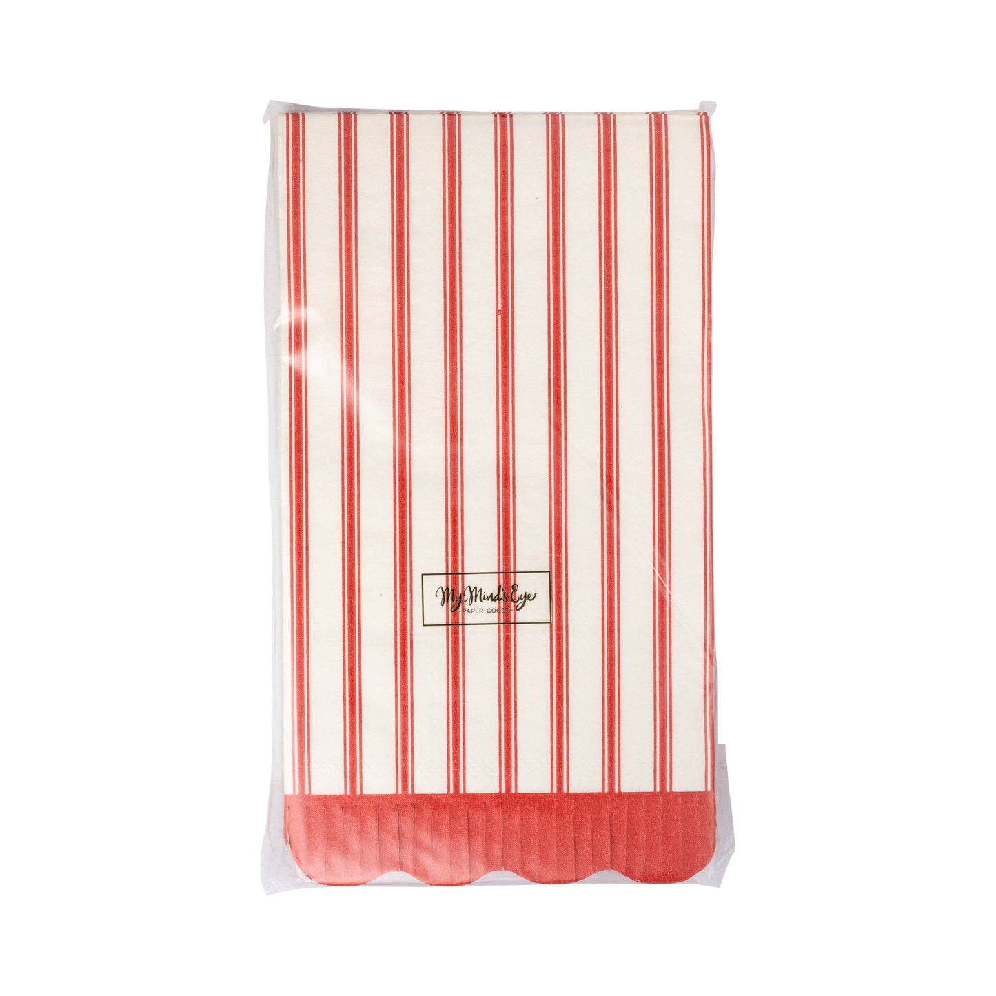 WNT1239 - Red Striped Dinner Napkin - Winterberries