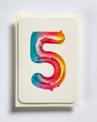 Birthday Balloon No. 5 Greeting Card | Age Cards - Winterberries