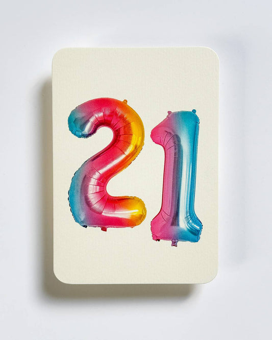 Birthday Balloon No. 21 Greeting Card | Age Cards - Winterberries