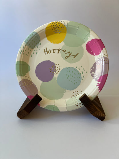 x10 PASTEL 'HOORAY' PAPER PLATES - Winterberries