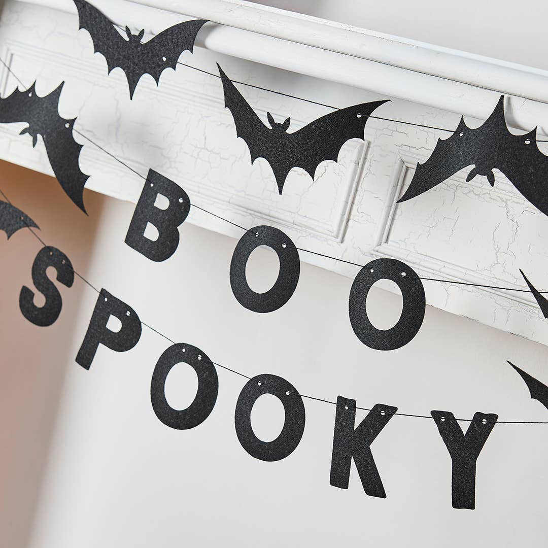 X3 1.5M SPOOKY BOO BAT FELT GARLAND