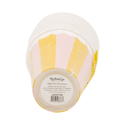 LEM1110 - Yellow & Pink Striped Party Cup - Winterberries