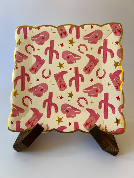 x8 YEE-HAW PATTERN PAPER PLATES - Winterberries