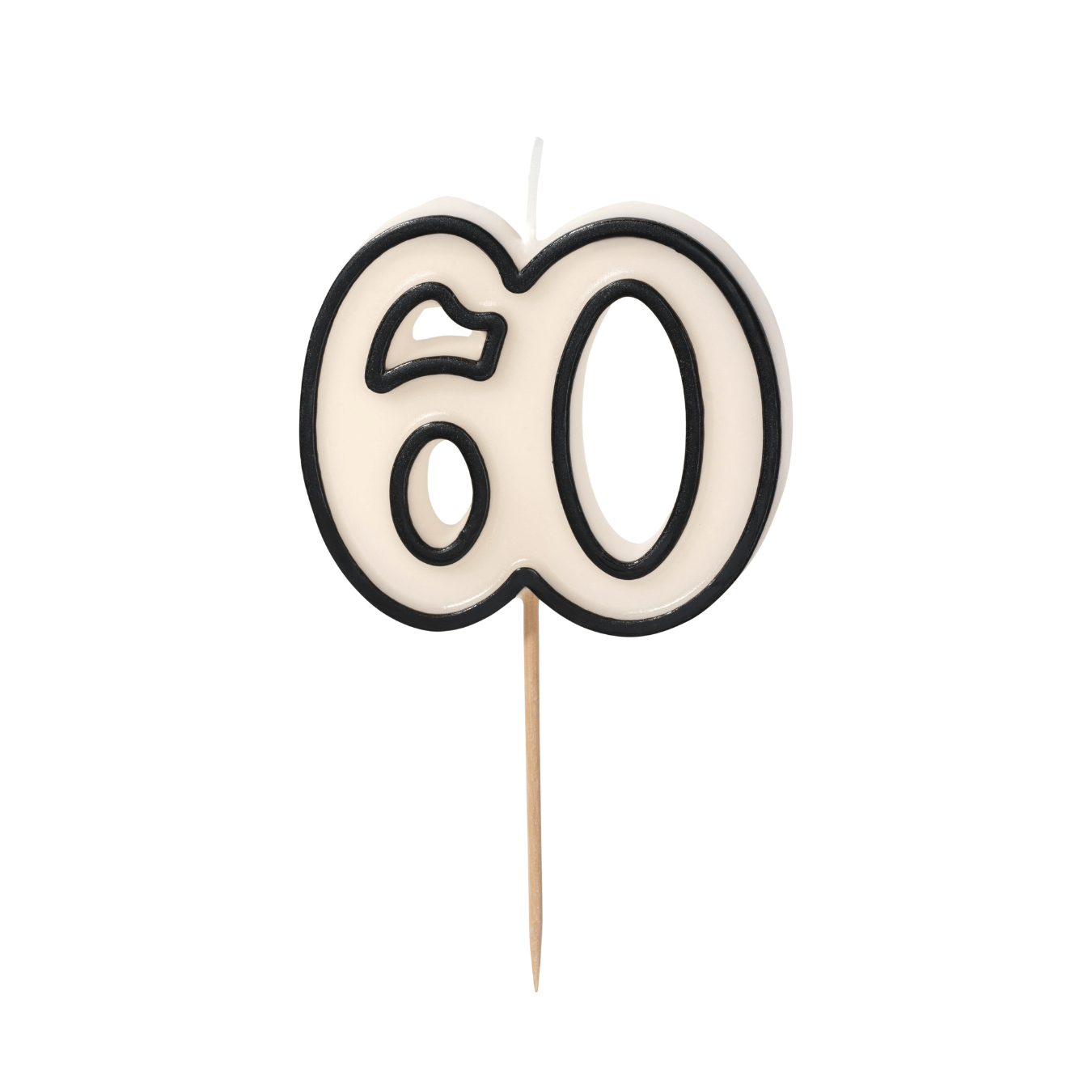 Partydeco Cream & Black Number 60 Candle
